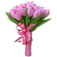 Two Dozen Pink Tulips in a Bouquet 1